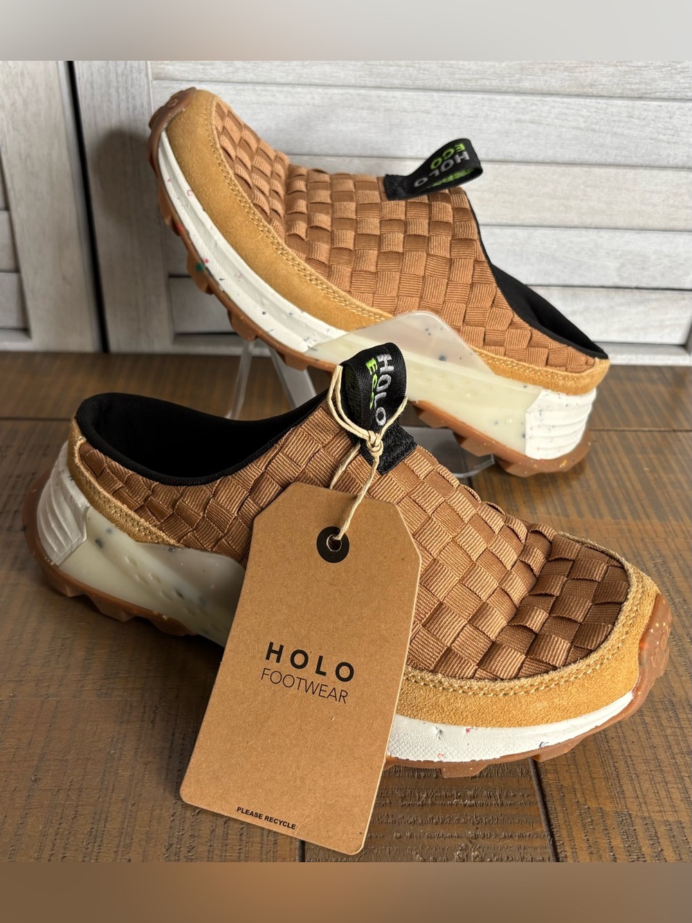 HOLO Footwear Chancla Woven Slip On Mules Tan Brown Women’s Size 6 NWT